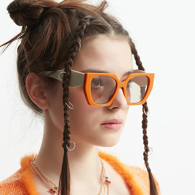 Ochelari cat eye voluminosi dama Techsuit, oranj crem, 3967