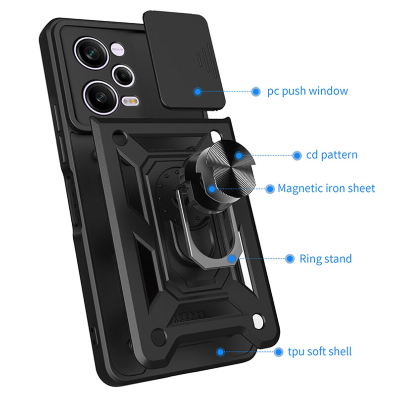 Husa Xiaomi Redmi Note 12 5G protectie camera Techsuit CamShield Series, albastru