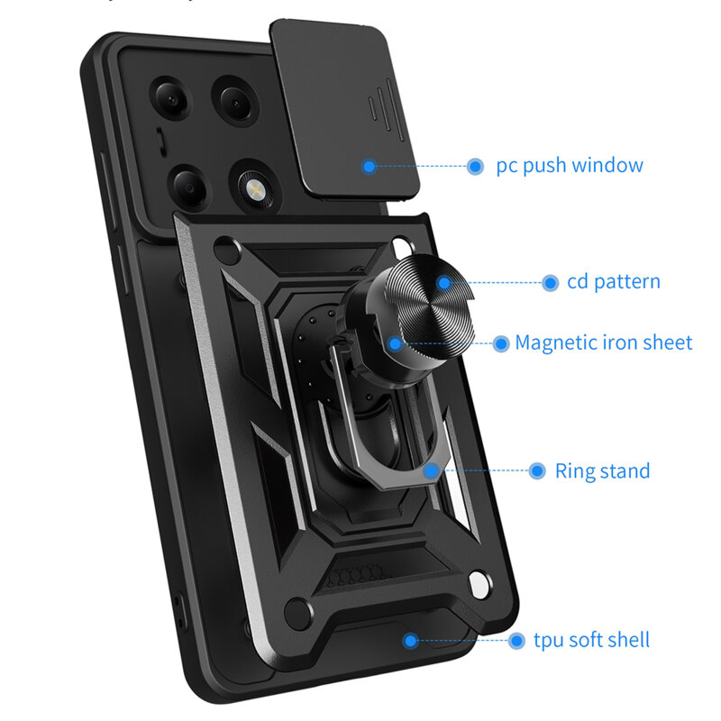 Husa Xiaomi Redmi Note 13 Pro 4G protectie camera Techsuit CamShield Series, albastru