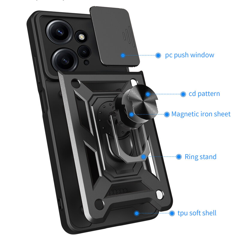 Husa Xiaomi Redmi 12 4G protectie camera Techsuit CamShield Series, albastru