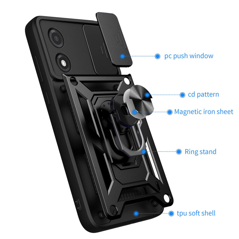 Husa Motorola Moto E13 protectie camera Techsuit CamShield Series, albastru