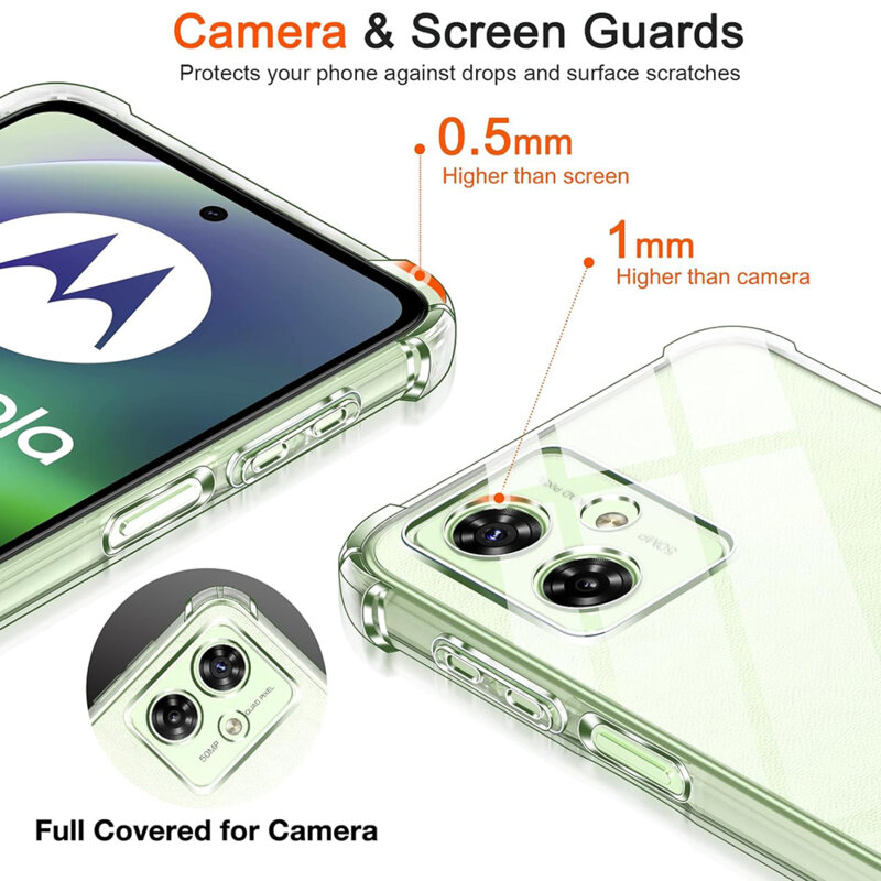 Husa Motorola Moto G54 Power Techsuit Shockproof Clear Silicone, transparenta