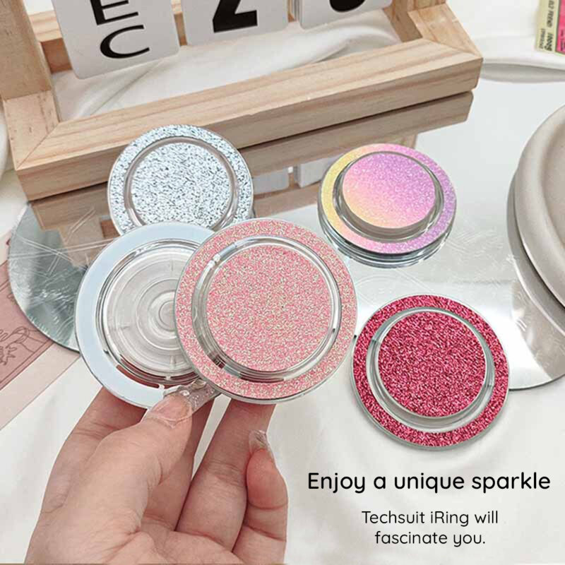 Suport inel telefon iRing MagSafe Techsuit MPR1, roz/auriu