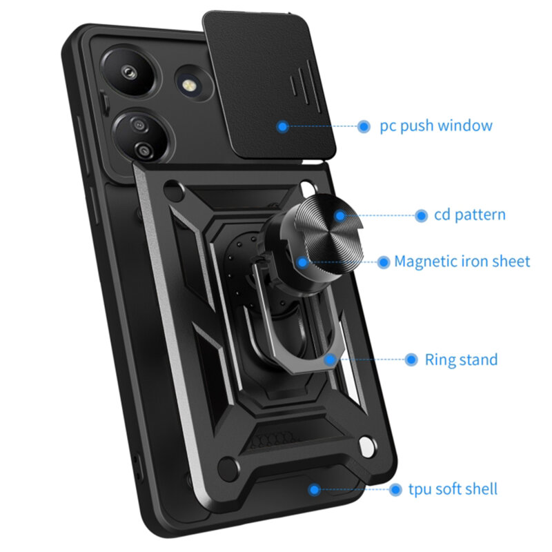 Husa Xiaomi Redmi 13C 5G protectie camera Techsuit CamShield Series, albastru