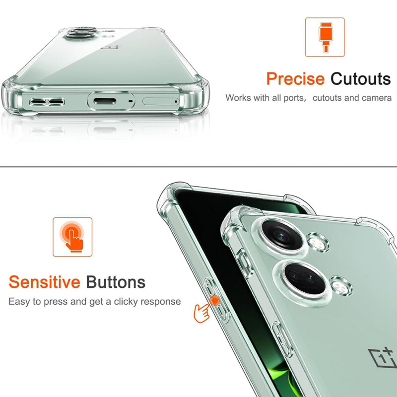 Husa OnePlus Nord 3 Techsuit Shockproof Clear Silicone, transparenta