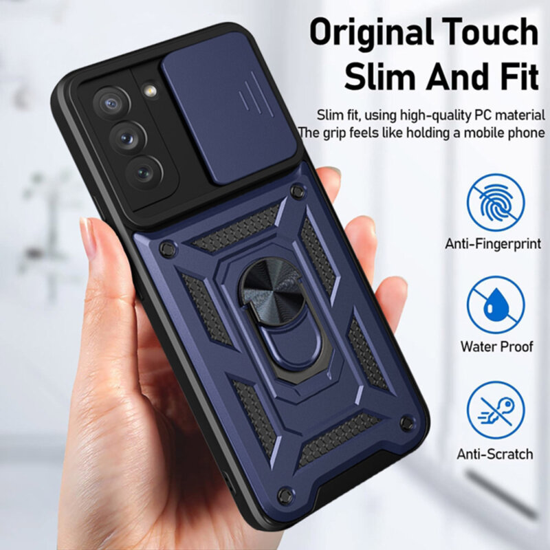 Husa Samsung Galaxy S21 5G protectie camera Techsuit CamShield Series, albastru