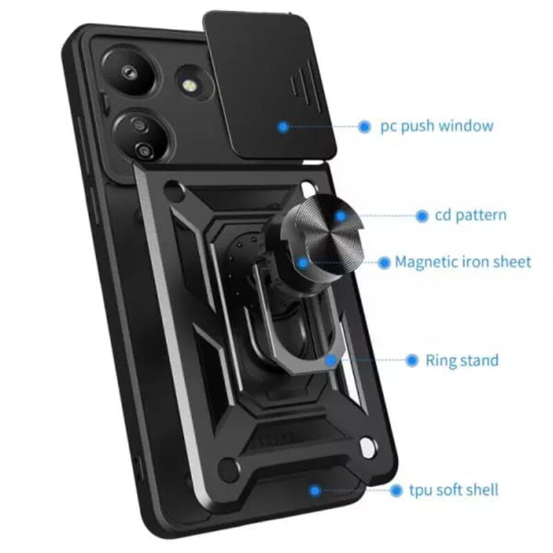 Husa Xiaomi Redmi 13C 4G protectie camera Techsuit CamShield Series, albastru