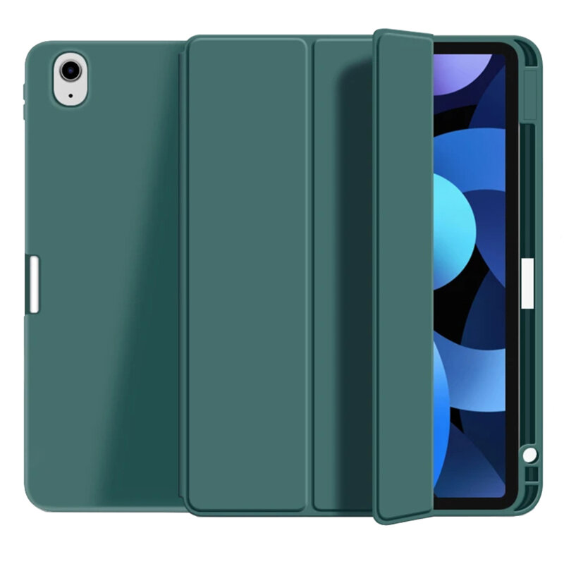 Husa iPad Air 5 (2022) Techsuit Flex Trifold Pen, verde inchis