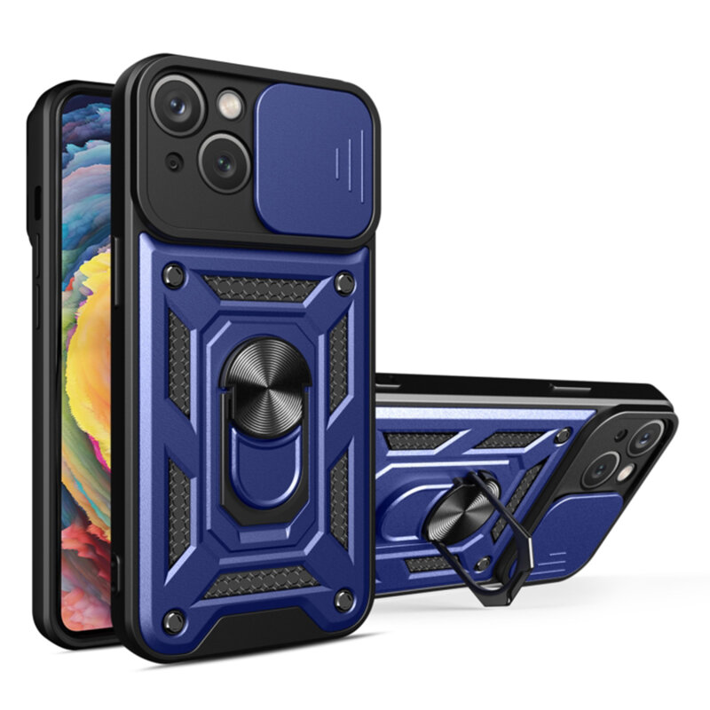 Husa iPhone 15 Plus protectie camera Techsuit CamShield Series, albastru