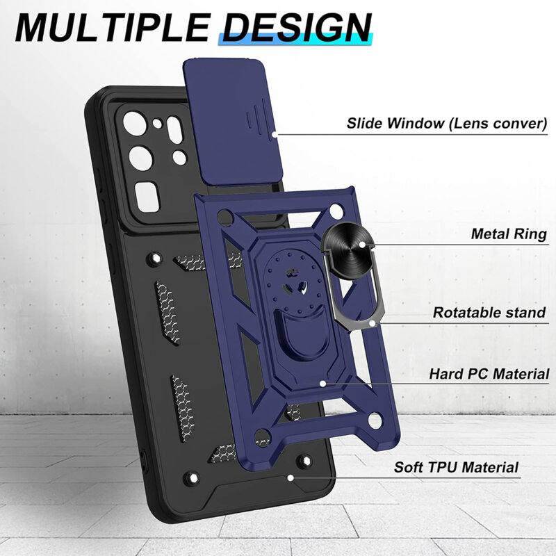 Husa Samsung Galaxy S20 Ultra protectie camera Techsuit CamShield Series, albastru