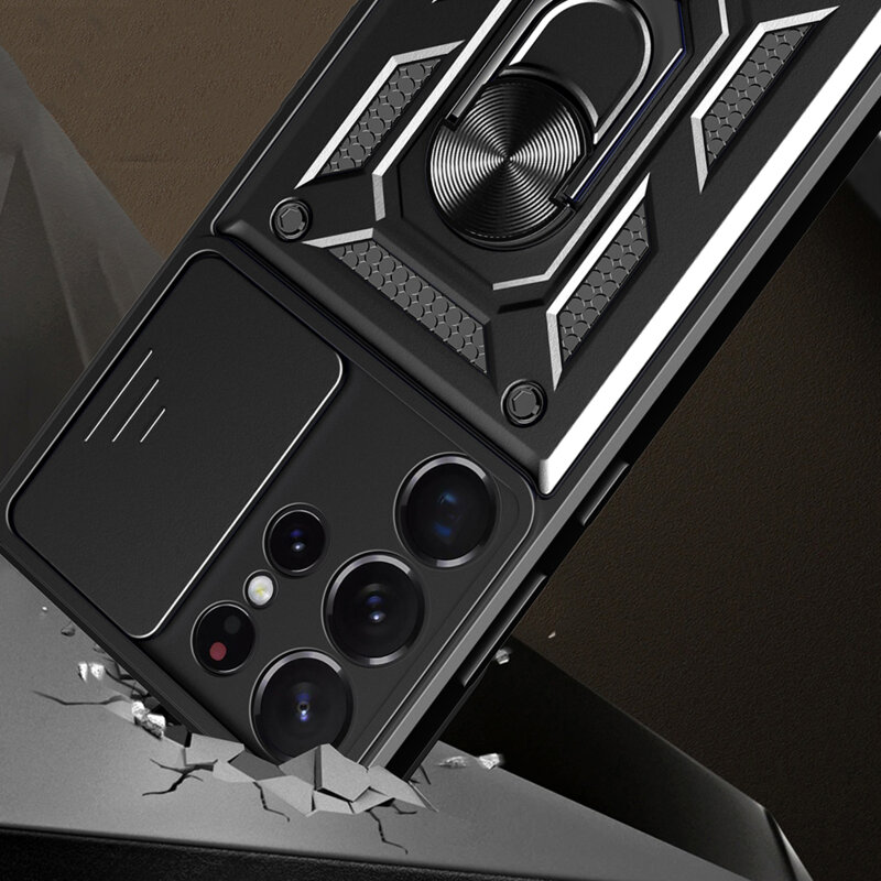 Husa Samsung Galaxy S22 Ultra 5G protectie camera Techsuit CamShield Series, albastru