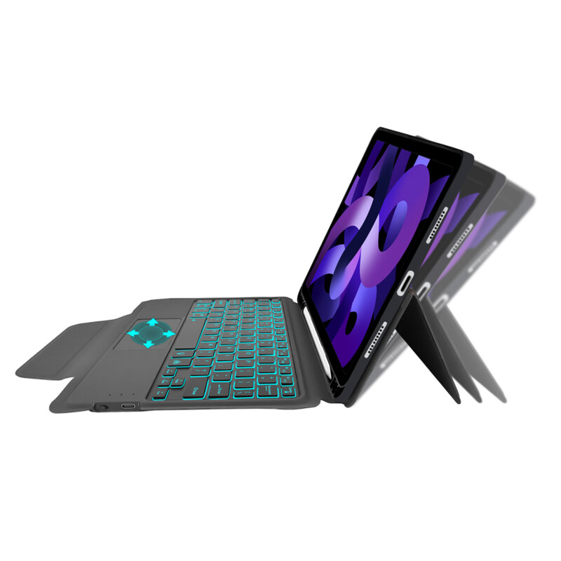 [Pachet 360°] Husa cu tastatura + folie iPad Air 5 (2022) Techsuit KeyTab Pro, negru