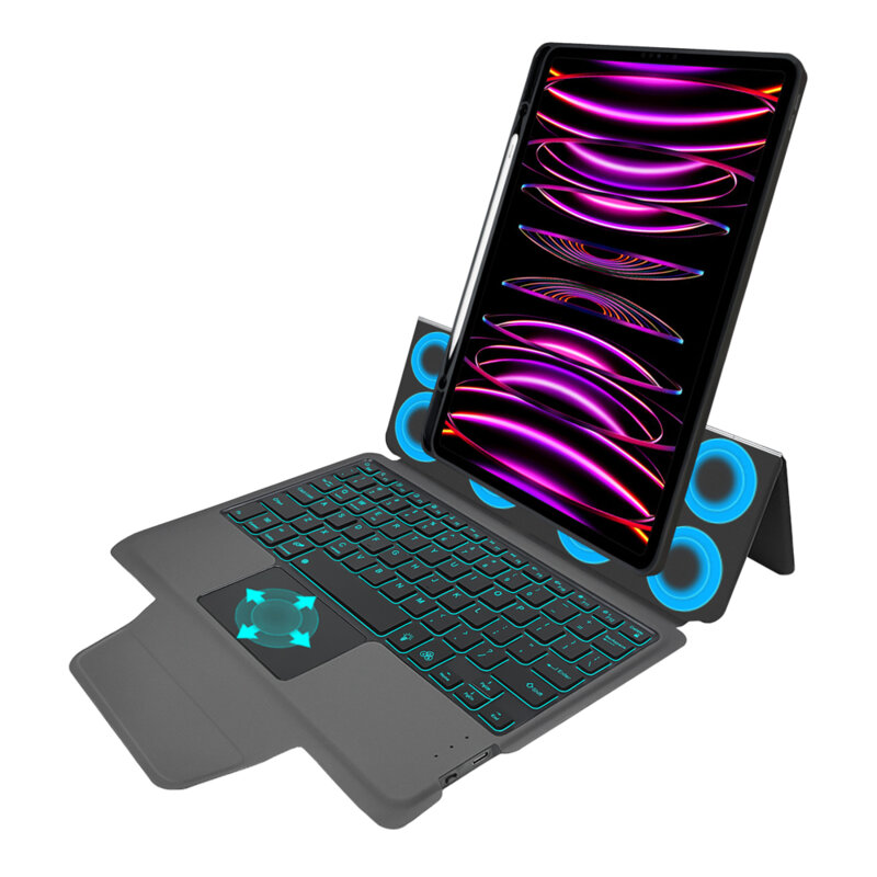 [Pachet 360°] Husa cu tastatura + folie iPad Pro 2018 11.0 A1980/A1979 Techsuit KeyTab Pro, negru