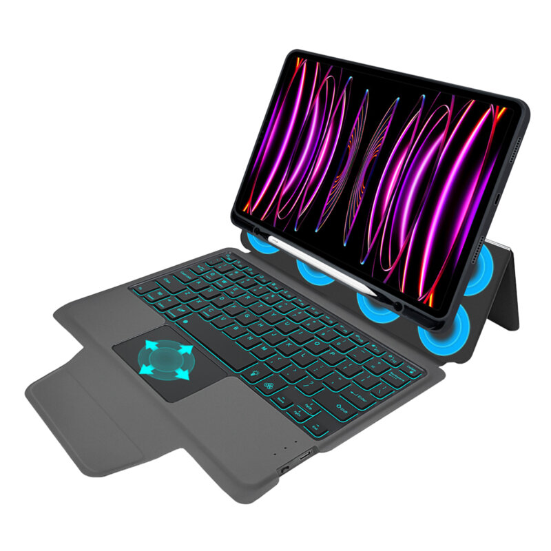 [Pachet 360°] Husa cu tastatura + folie iPad Pro 2018 11.0 A2013/A1934 Techsuit KeyTab Pro, negru