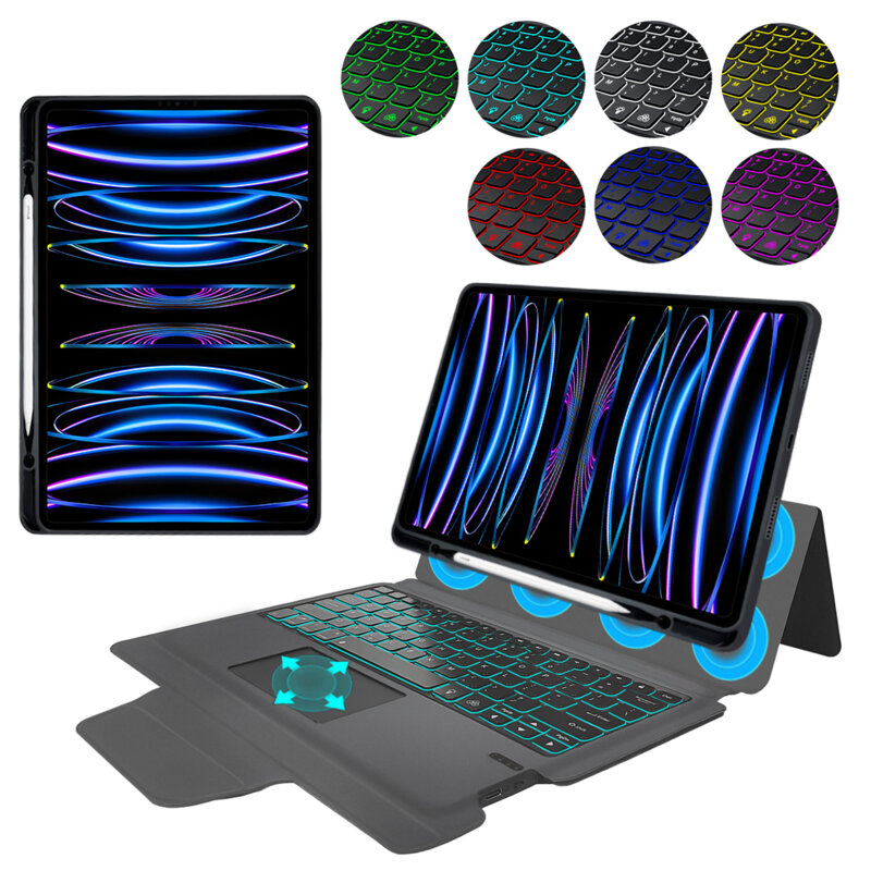 [Pachet 360°] Husa cu tastatura + folie iPad Pro 2020 12.9 A2069/A2232 Techsuit KeyTab Pro, negru