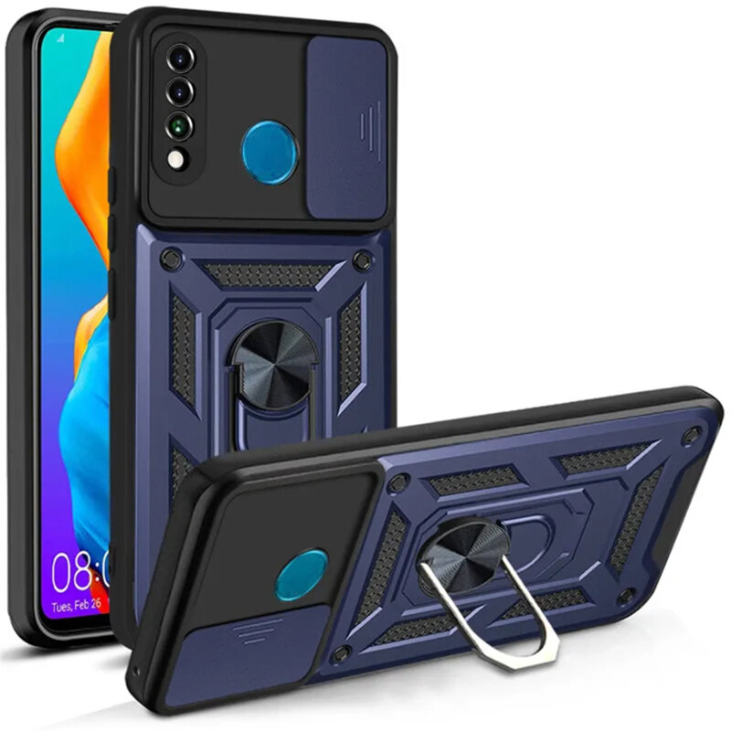 Husa Huawei P30 Lite New Edition protectie camera Techsuit CamShield Series, albastru