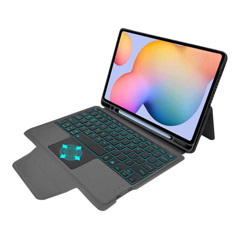 [Pachet 360°] Husa cu tastatura + folie Samsung Galaxy Tab S6 Lite 2022 Techsuit KeyTab Pro, negru