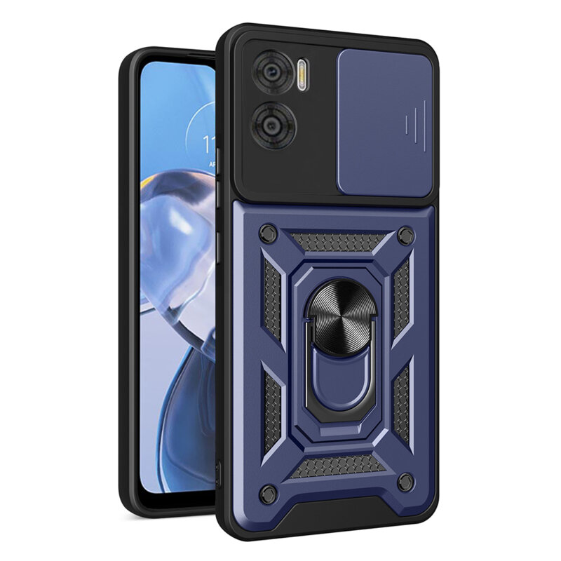 Husa Motorola Moto E22 protectie camera Techsuit CamShield Series, albastru