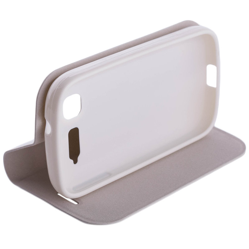 Husa Alcatel Pop C1 OT-4016 Toc Flip Carte Alb BN