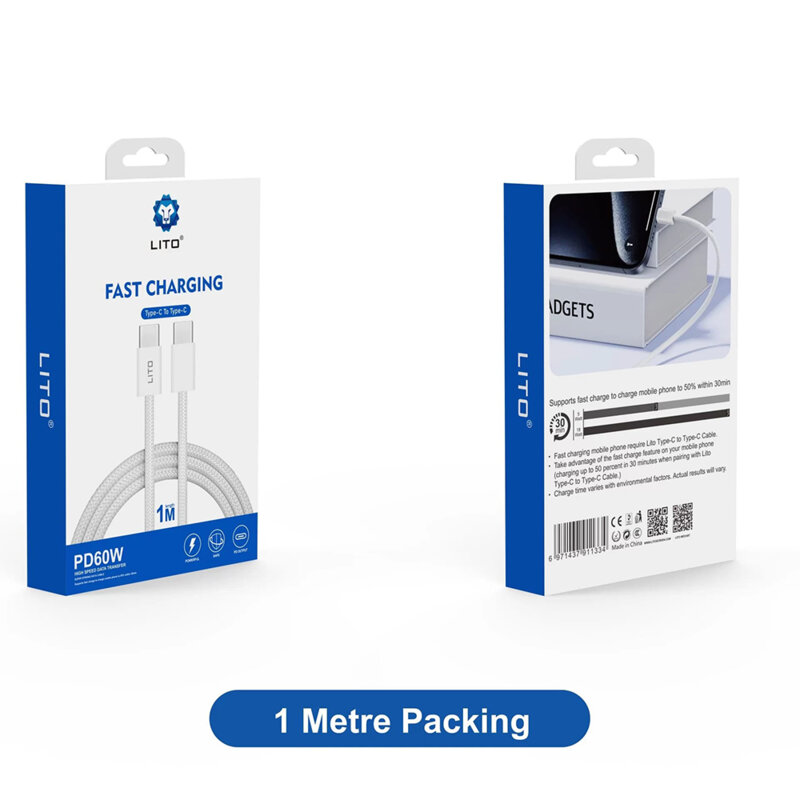 Cablu de date Fast Charging Type-C la USB-C Lito, 1m, 60W, LD04CC