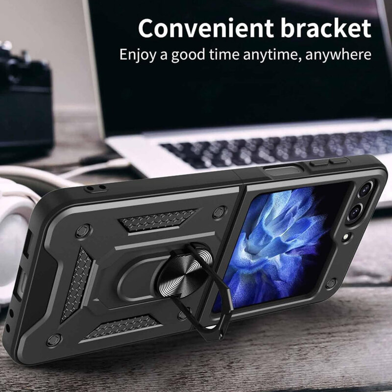 Husa Samsung Galaxy Z Flip6 protectie camera Techsuit CamShield Series, albastru