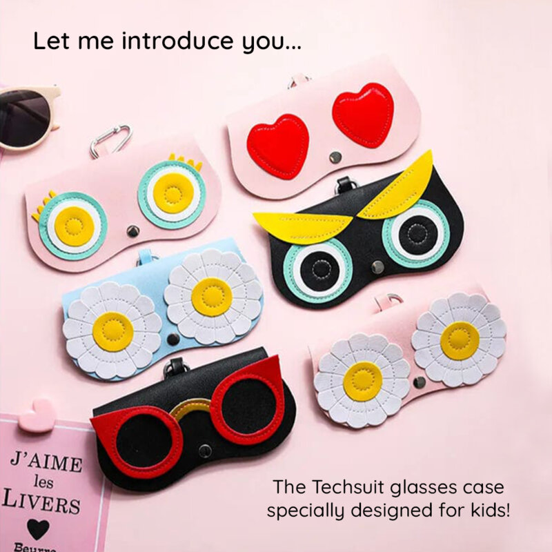 Etui ochelari piele pentru copii Techsuit ETFA5, bej