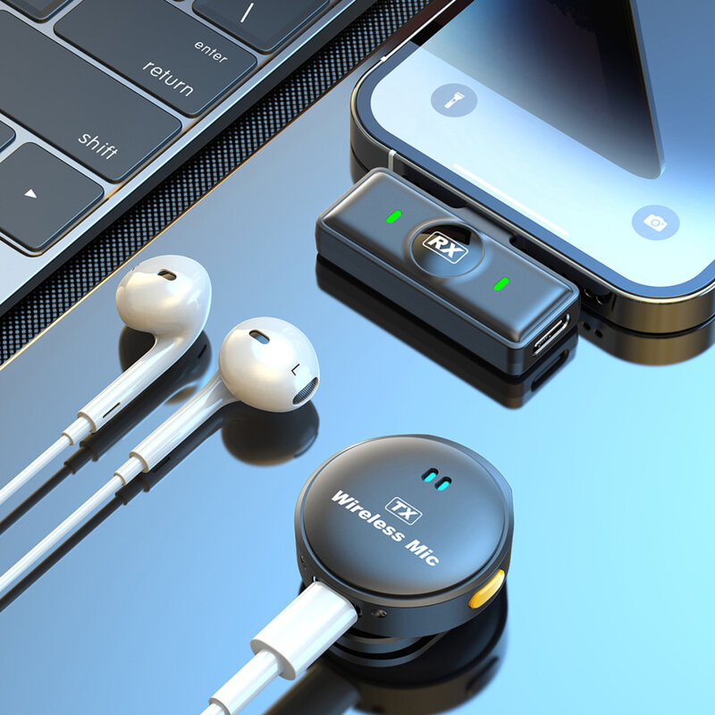 [Pachet 2x] Lavaliera wireless Lightning Techsuit LW5, negru