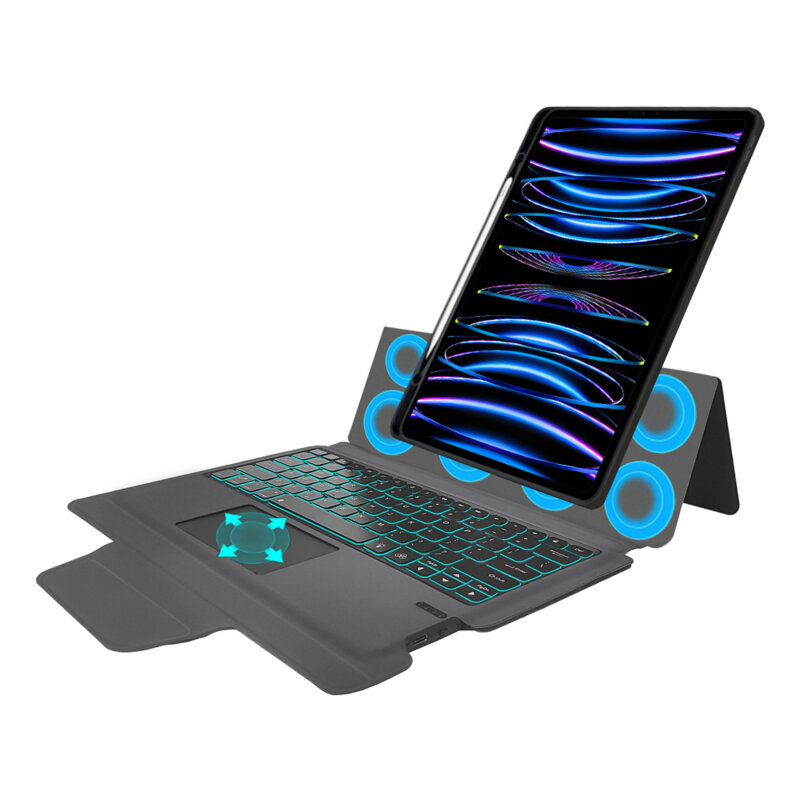 [Pachet 360°] Husa cu tastatura + folie iPad Air 13 (2024) Techsuit KeyTab Pro, negru