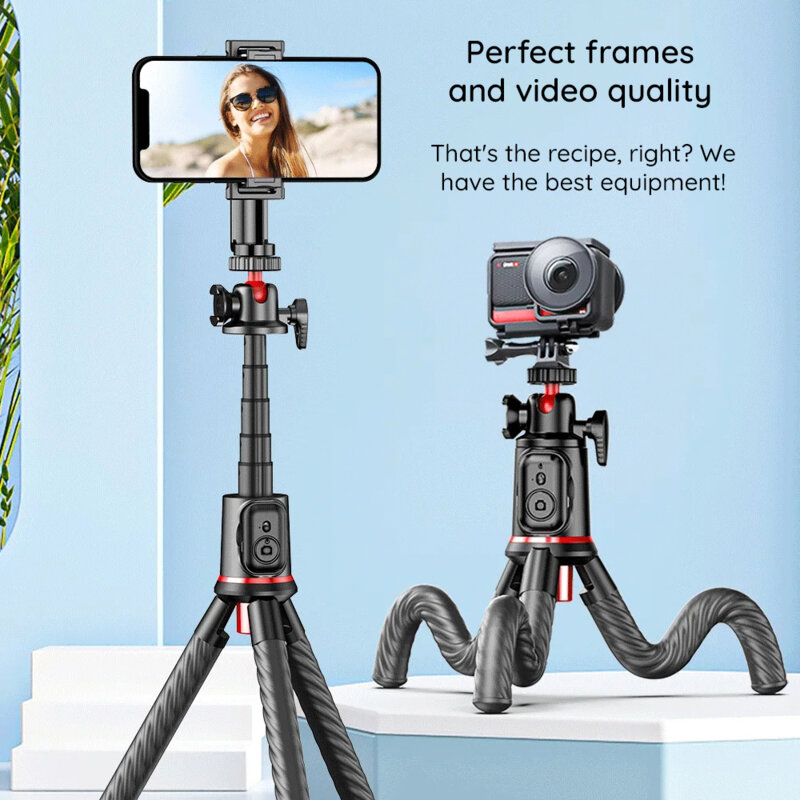 Selfie stick cu trepied flexibil, telecomanda Techsuit C03, 64cm