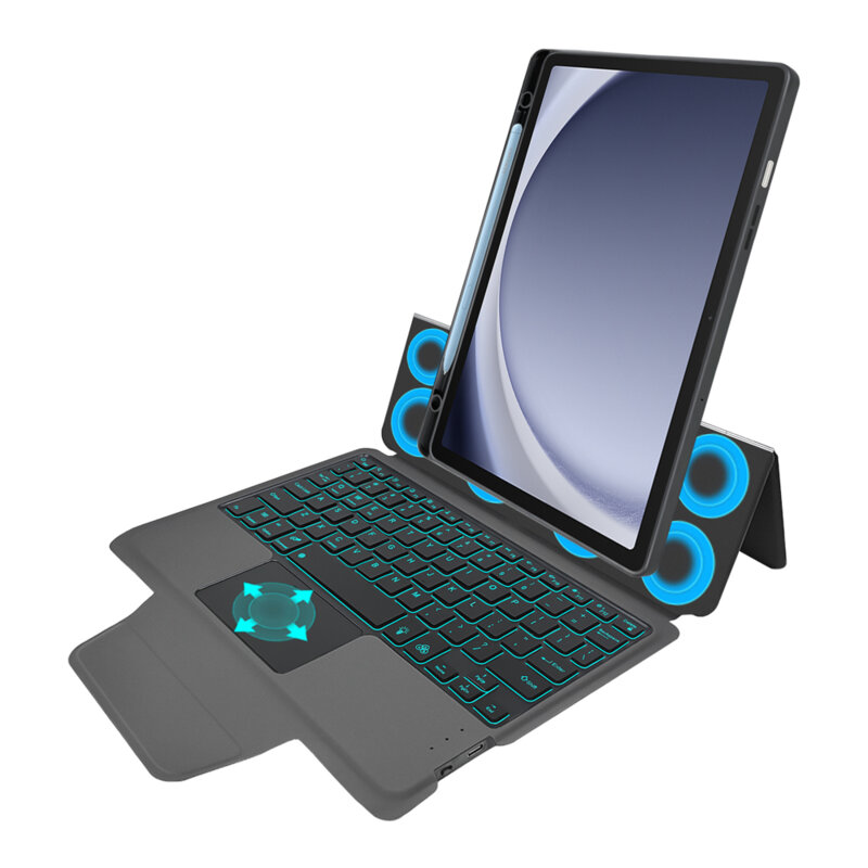 [Pachet 360°] Husa cu tastatura + folie Samsung Galaxy Tab A9 Plus Techsuit KeyTab Pro, negru