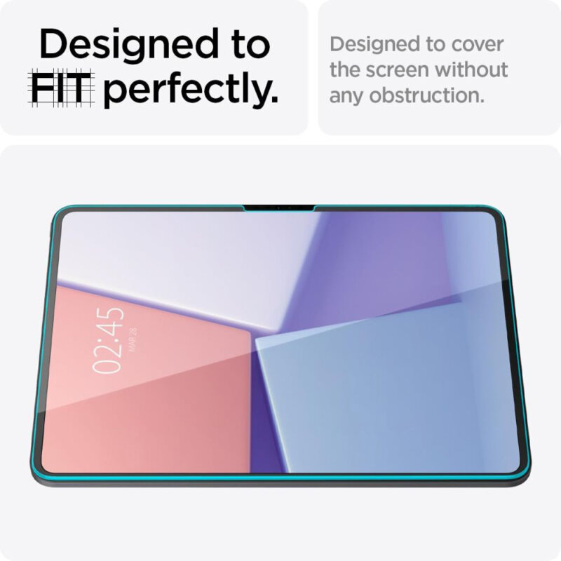 Folie sticla iPad Pro 13 (2024) Spigen Glas.t R Ez Fit 9H, transparenta