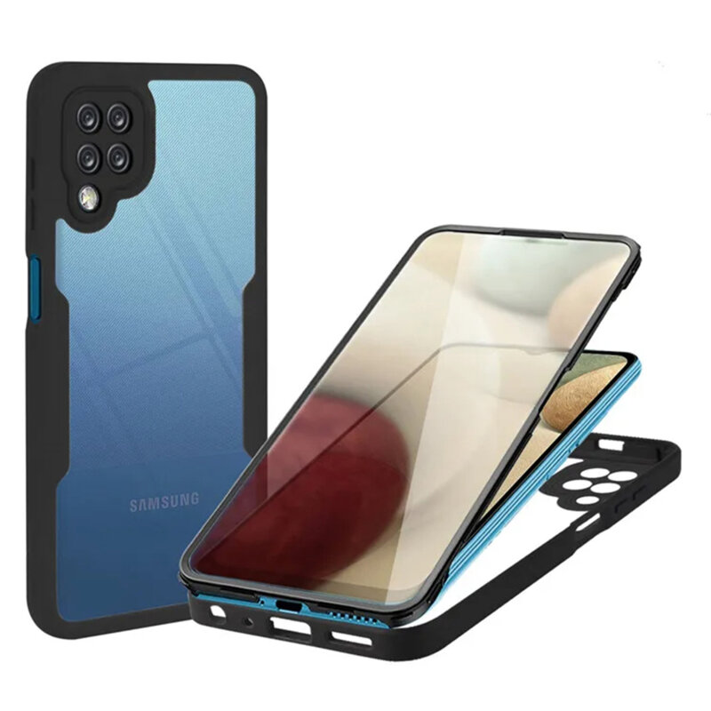 Husa 360° Samsung Galaxy A12 Techsuit ColorVerse, negru