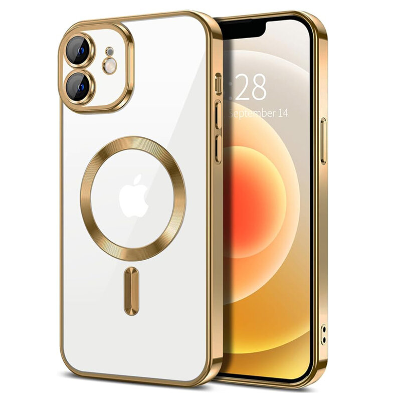 Husa premium iPhone 12 Techsuit Luxury Crystal MagSafe, auriu