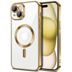 Husa premium iPhone 15 Techsuit Luxury Crystal MagSafe, auriu