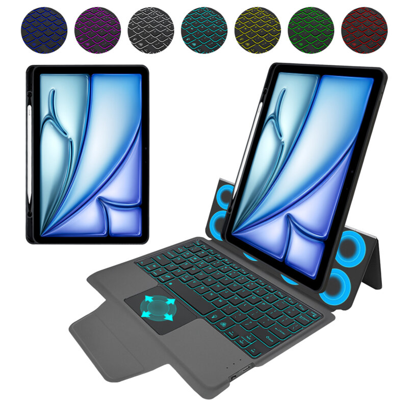 [Pachet 360°] Husa cu tastatura + folie iPad Air 11 (2024) Techsuit KeyTab Pro, negru