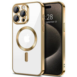 Husa premium iPhone 15 Pro Max Techsuit Luxury Crystal MagSafe, auriu