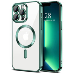 Husa premium iPhone 13 Pro Techsuit Luxury Crystal MagSafe, verde deschis