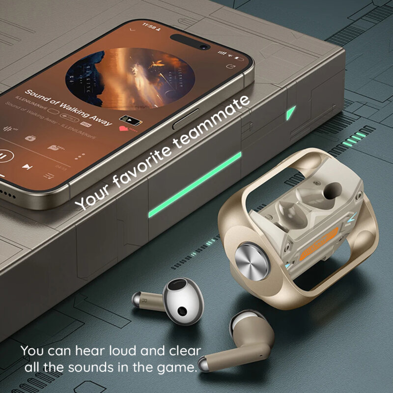 Casti gaming Bluetooth TWS cu microfon Hoco EW55, argintiu