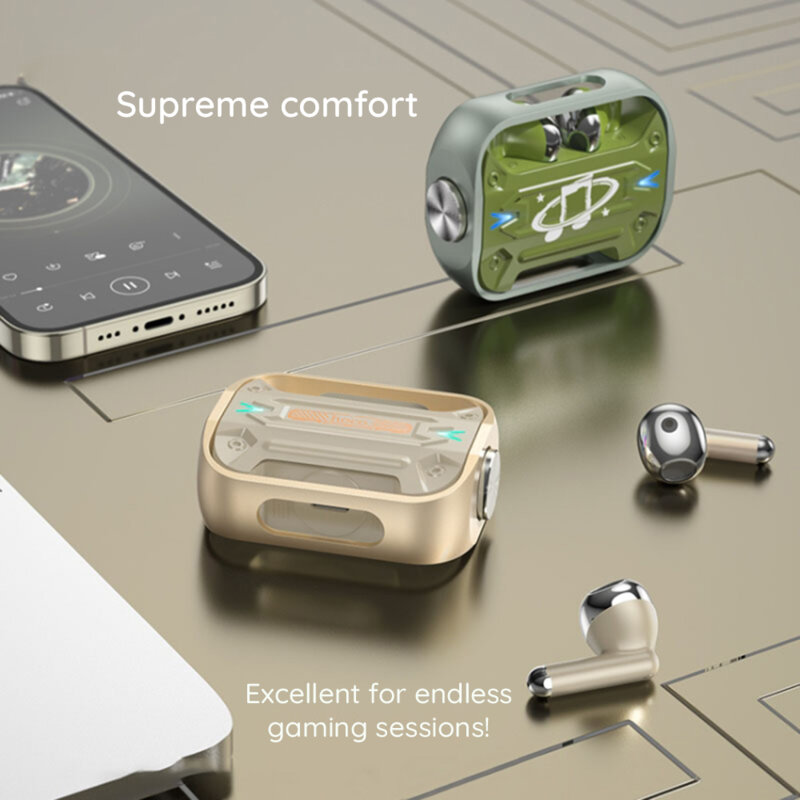 Casti gaming Bluetooth TWS cu microfon Hoco EW55, argintiu