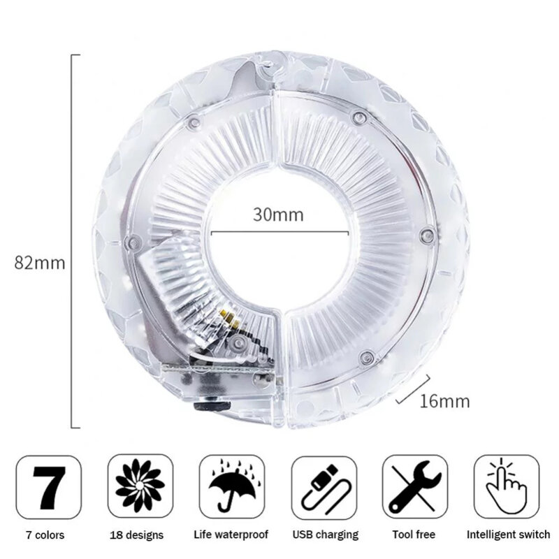 Lumini spite bicicleta LED, IP55, 7 culori Techsuit THSB2