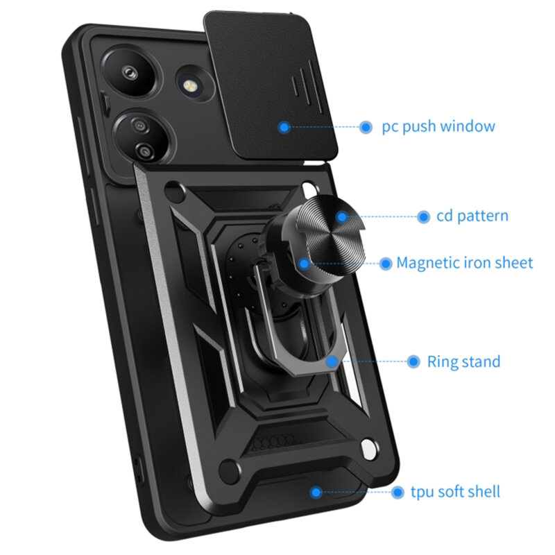 Husa Xiaomi Redmi 13C 5G protectie camera Techsuit CamShield Series, roz