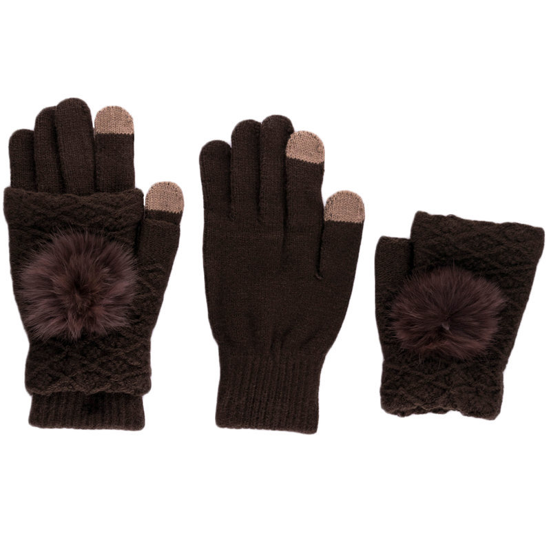 Manusi touchscreen dama, acrilic, maro