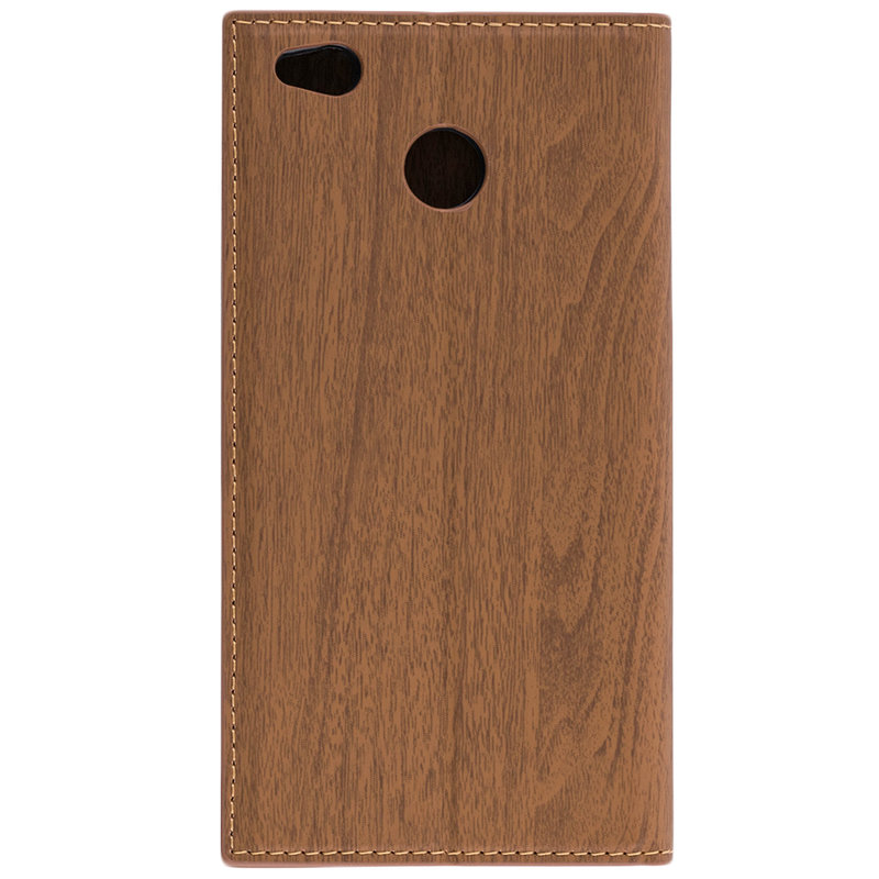 Husa Wood Book Xiaomi Redmi 4, Redmi 4X Flip Maro