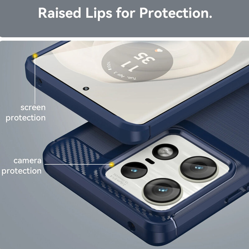 Husa Motorola Edge 50 Pro Techsuit Carbon Silicone, negru