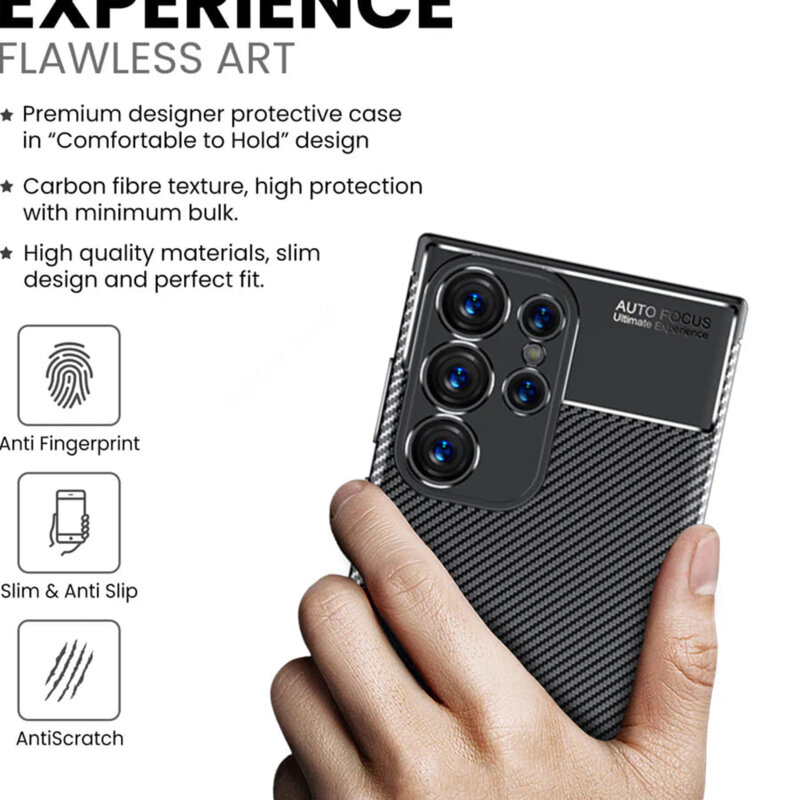 Husa Samsung Galaxy S24 Ultra Techsuit CarbonFiber, negru