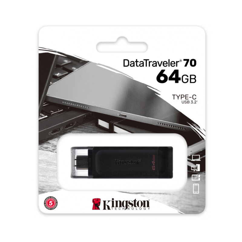Memorie externa 64GB, Type C Kingston DT70, negru, DT70/64GB