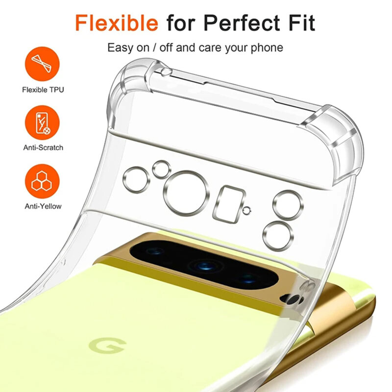 Husa Google Pixel 9 Pro XL Techsuit Shockproof Clear Silicone, transparenta