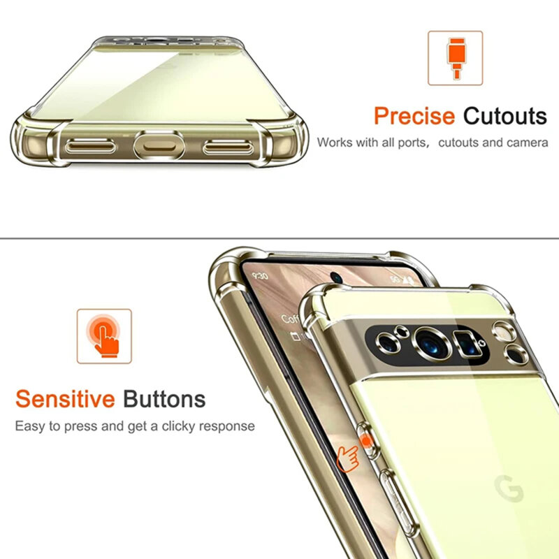 Husa Google Pixel 9 Pro XL Techsuit Shockproof Clear Silicone, transparenta