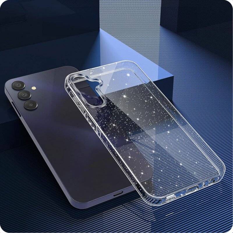 Husa sclipici Samsung Galaxy A55 5G Techsuit SparkleSkin, transparenta