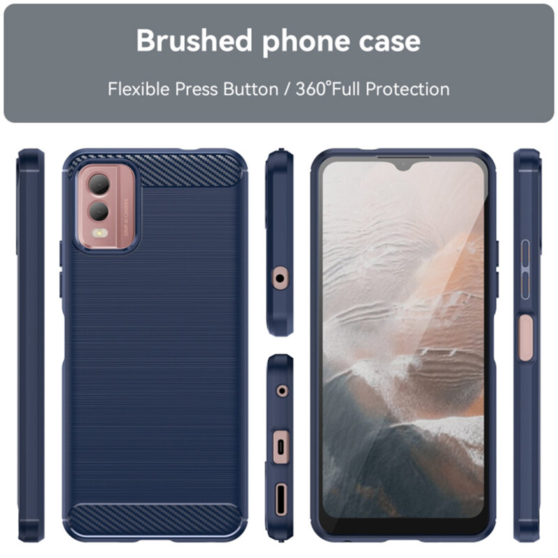 Husa Nokia C32 Techsuit Carbon Silicone, albastru
